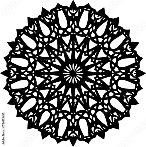 Intricate Black Floral Mandala Design