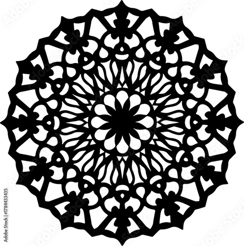 Intricate Black Floral Mandala Design