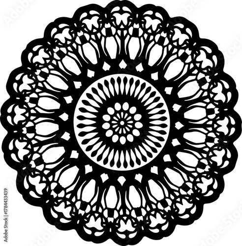 Intricate Black Floral Mandala Design