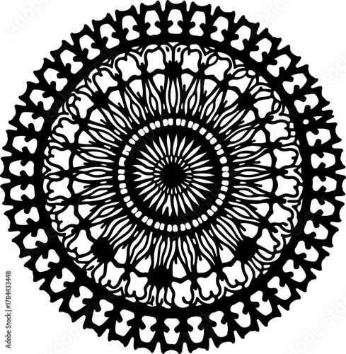 Intricate Black Floral Mandala Design