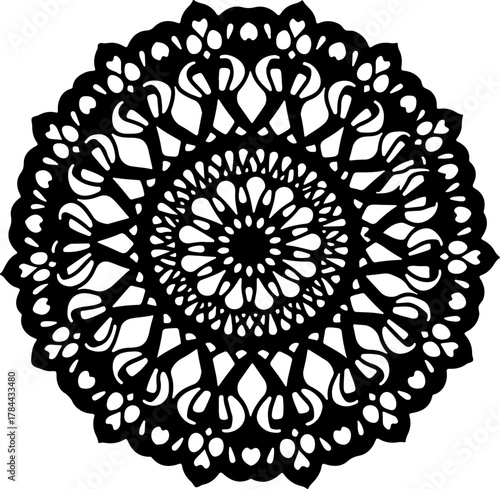 Intricate Black Floral Mandala Design