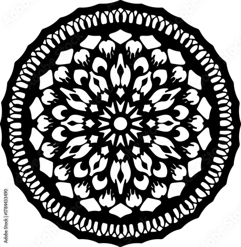 Intricate Black Floral Mandala Design