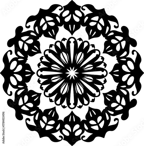 Intricate Black Floral Mandala Design