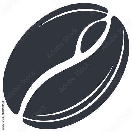 Single Roasted Coffee Bean Vector Icon Minimalist Graphic for Cafe and Beverage Logo