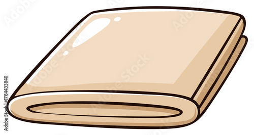 Folded Beige Towel or Fabric for Spa, Home, or Travel in a Clean and Simple Graphic Illustration Style