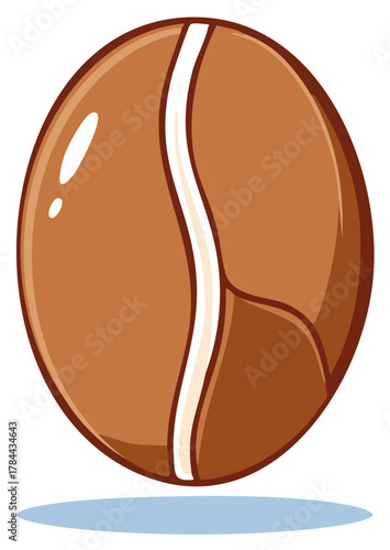 Cartoon Roasted Coffee Bean Graphic Fresh Brown Single Bean Symbol