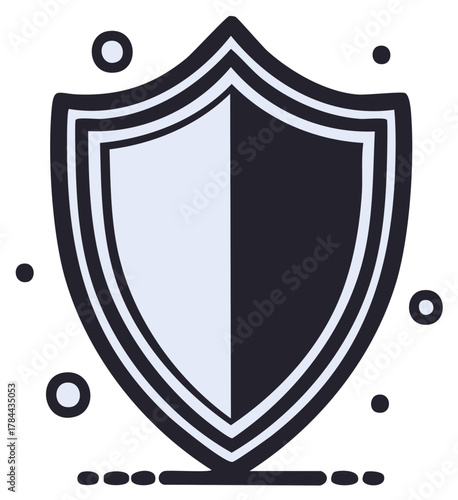 Shield Icon Dividing Good and Bad Protection Security Safety Guarding Cyber Security