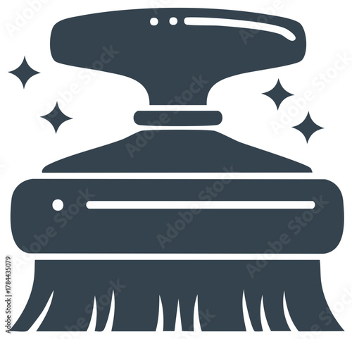 Sparkling Cleaning Brush Icon Freshness Hygiene Tidy Housekeeping Vector Symbol