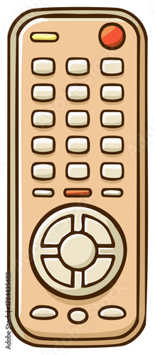 Cartoon illustration of a beige remote control with buttons