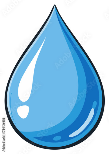 Vibrant Blue Water Droplet with Reflective Highlights