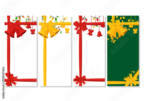 Festive Holiday Banner Set Featuring Bells, Ribbons, and Lights for Christmas or Special Occasions