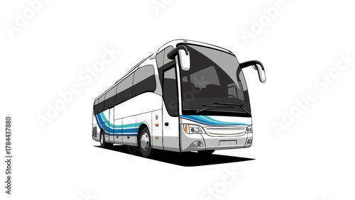 modern tour bus illustration with teal accents