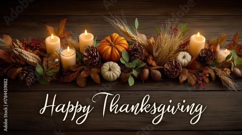 A beautiful hyper realistic illustration of a pumpkin used as a vase to hold an elegant autumn floral arrangement. Above the centerpiece, include the words 