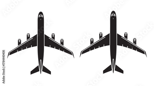 Two airplane icons flat vector illustration isolated on white background for travel and transportation design