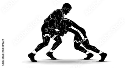 Intense wrestling match showcasing power and skill, perfect for sports promotions or fitness campaigns, capturing the spirit of competition and athleticism