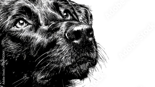 Wallpaper Mural Detailed Black Dog Portrait in Ink on White Background Torontodigital.ca
