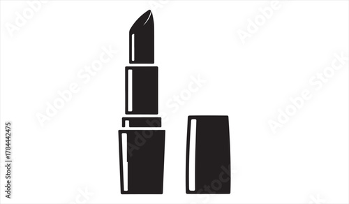 Cosmetic lipstick silhouette vector icon ideal for elegance, femininity, and glamour concepts