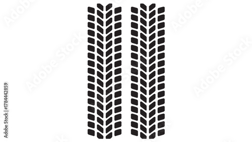 Two tire track vector illustrations black tread marks isolated on white perfect for automotive designs and backgrounds