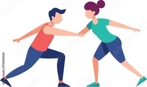 Two friends exercising together partner workout