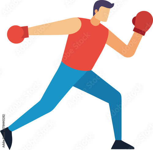 Dynamic illustration of a man training in boxing with punching bag