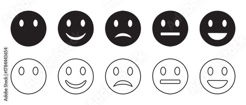 Emoji facial expressions icons set. for feedback and rating scales.