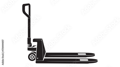 Black pallet jack illustration simple vector design of a manual forklift isolated on white background