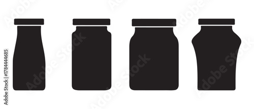 Wallpaper Mural Vector Jar Icons Set. Diverse Storage Shapes in Solid Black. Torontodigital.ca