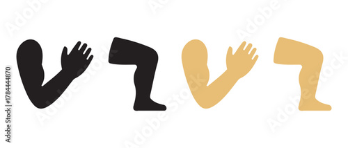 Human Limb Icons. Minimalist Arm and Leg Silhouettes in Black and Tan.