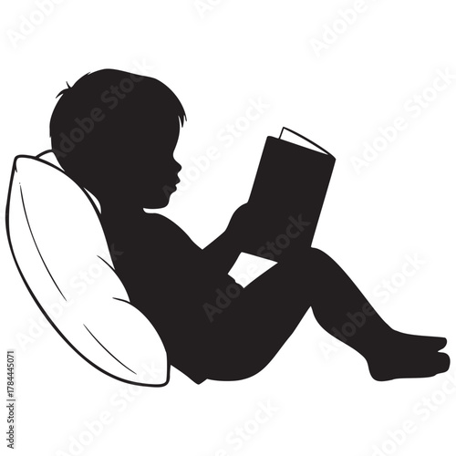 Inspiring young minds with stories: A child's silhouette immersed in reading adventure, fostering imagination and a lifelong love of books through learning