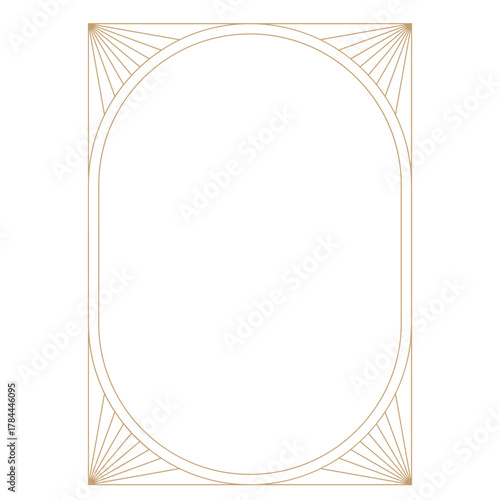 Art deco frame. Vintage linear border. Retro design template for wedding invitations, menus, leaflets and greeting cards.