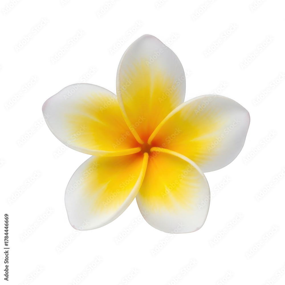 Naklejka premium Yellow and white frangipani flower isolated on transparent background