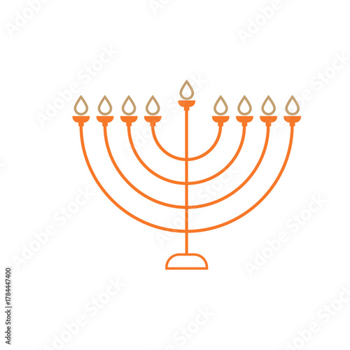 Hanukkah menorah and traditional icons in simple line minimal style. Jewish holiday chanukkah