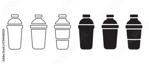 Cocktail Shaker Vector Pack. Editable Barware Icons in Outline and Solid Styles.
