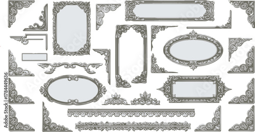 Vintage ornate luxury vector frames, corners, and dividers set for invitation design