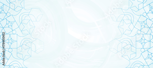 Watercolor mandala designs on a blue and light background with copy space. Geometric triangle graphic element for text or image, vector abstract illustration