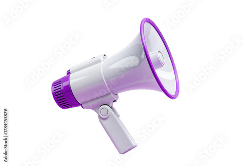Modern purple megaphone isolated on transparent background