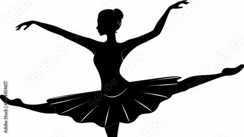 Elegant ballerina silhouette striking a dynamic pose, perfect for dance studios and artistic projects, originally from vector art