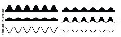 Wavy Lines Set. Editable zigzag line pattern with seamless wave texture. Flat vector illustration isolated on white background. vector illustration.