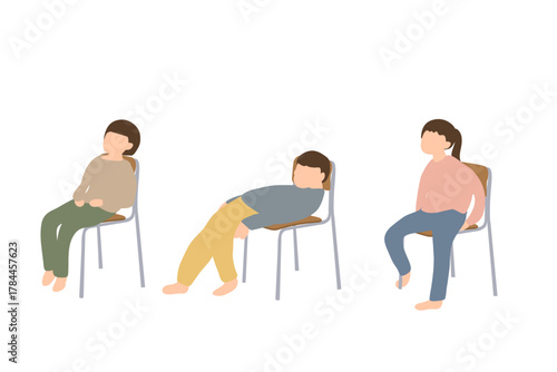 椅子で崩れた姿勢の子ども（発達支援・療育）