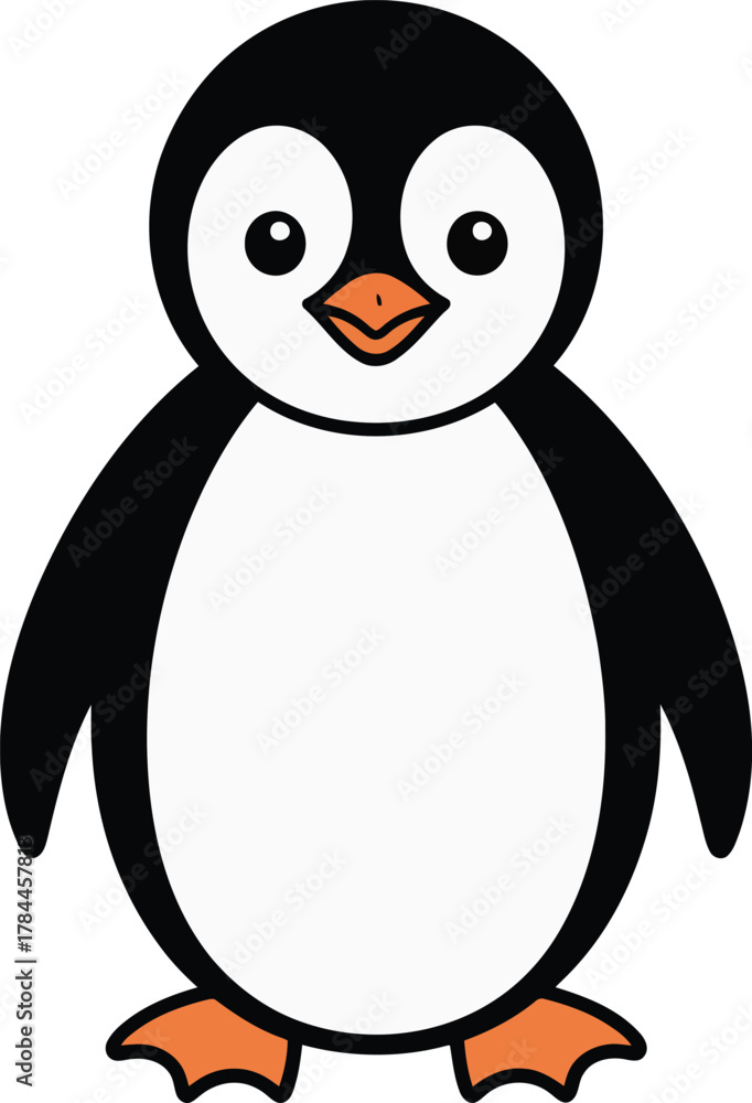 Fototapeta premium Cute cartoon penguin illustration with black and white body