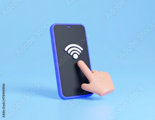 hand holding mobile phone, mobile phone in hand, read hand gestures or movements, send the data to a computer via Bluetooth, wifi 3d, wifi symbol