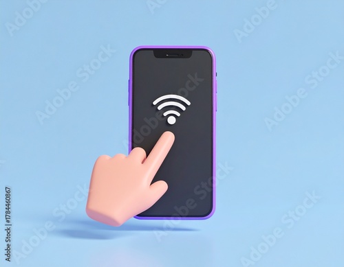 hand holding mobile phone, mobile phone in hand, read hand gestures or movements, send the data to a computer via Bluetooth, wifi 3d, wifi symbol