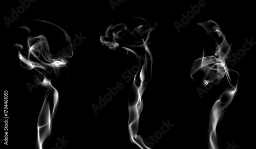 Abstract smoke on black background, elegant white smoke swirl in dark air creating mysterious, artistic shapes. Perfect for design, background texture, or creative concept art.