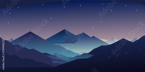 Mountain Range Under Starry Night Sky mountains landscape