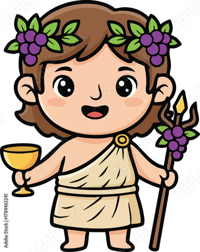 Dionysus Bacchus Logo with Grapes and Leaves for Winemakers and Bars