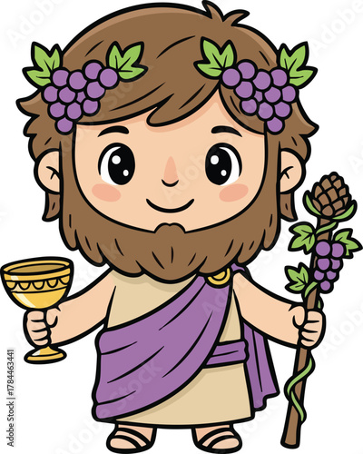 Dionysus Bacchus Logo with Grapes and Leaves for Winemakers and Bars