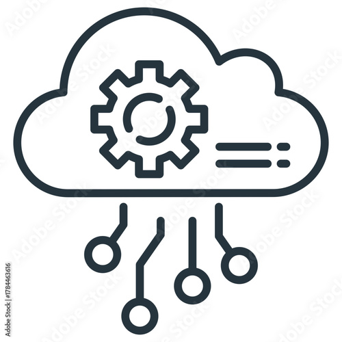 Cloud Processing Outline Icon