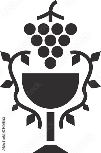 Dionysus Bacchus Logo with Grapes and Leaves for Winemakers and Bars