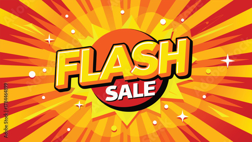 flash sale banner featuring vibrant colors and bold text promoting discounts on popular titles..eps