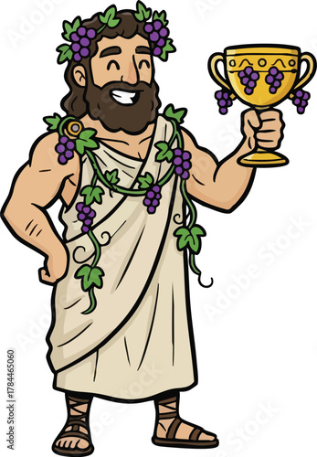 Dionysus Bacchus Logo with Grapes and Leaves for Winemakers and Bars
